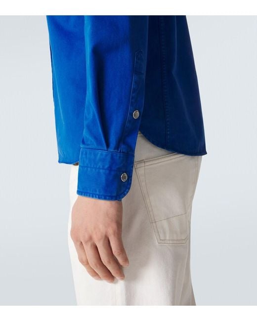 Tom Ford Blue Cotton Twill Western Shirt for men
