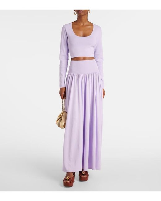 Zimmermann Purple High-Waisted Maxi Skirt