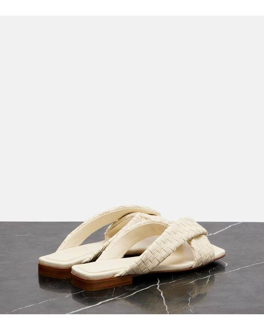 Bottega Veneta Natural Riva Intrecciato Leather Sandals