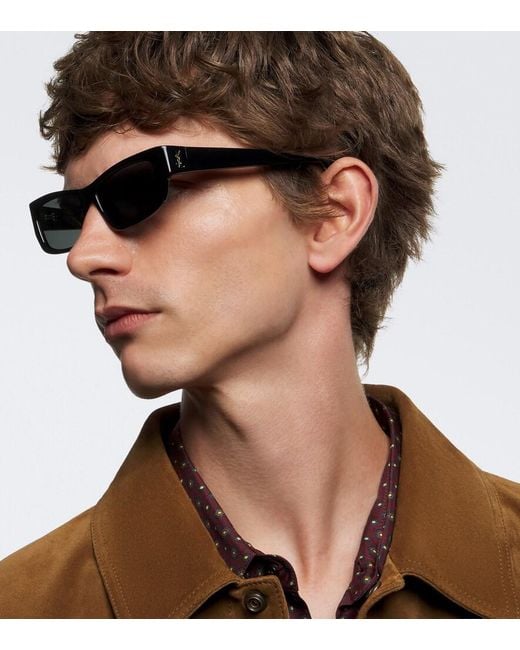 Saint Laurent Black Sl M182 Jazz Rectangular Sunglasses for men