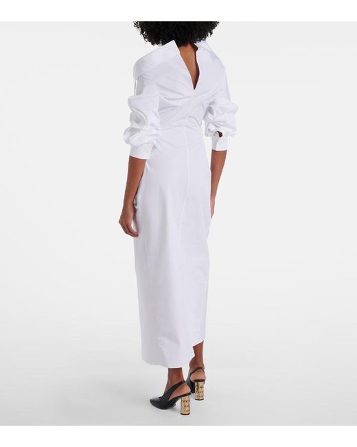Givenchy White Draped Cotton Poplin Shirt Dress