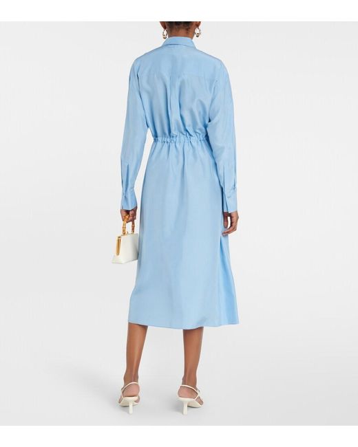 Dorothee Schumacher Blue Heritage Ease Silk Midi Dress