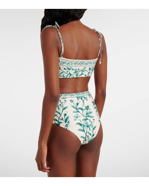 Top Bikini Primavera Con Stampa Floreale di Agua Bendita in Blue
