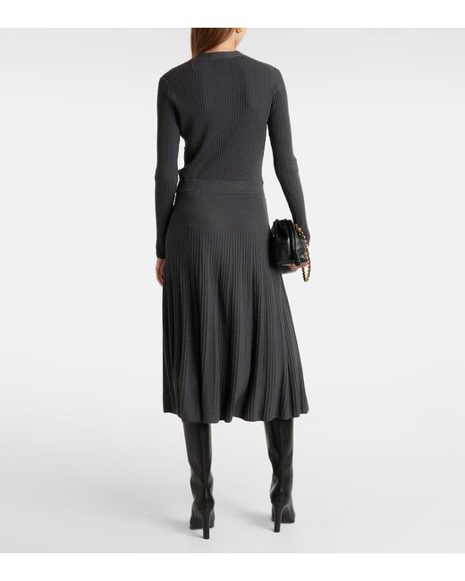 Jupe Midi En Maille De Laine Joseph en coloris Gray