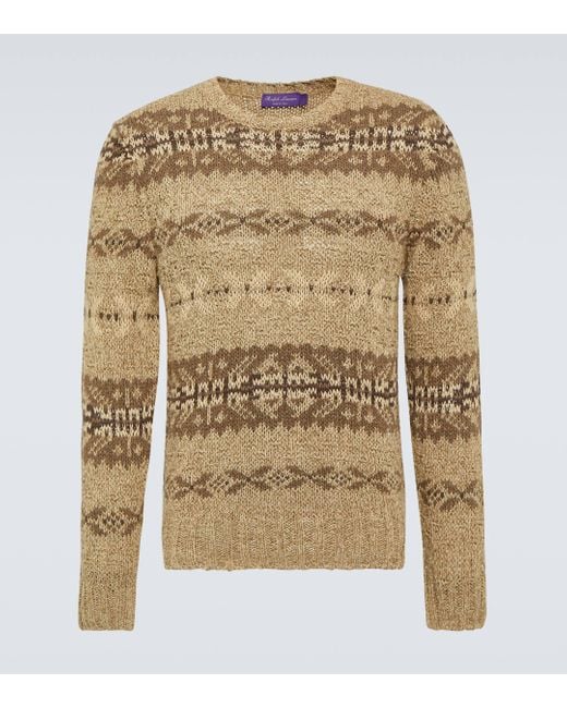 Ralph Lauren Purple Label Natural Fair Isle Silk And Wool Sweater for men