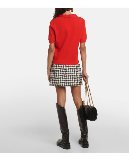 Tory Burch Red Sequined Wool And Cashmere Sweater