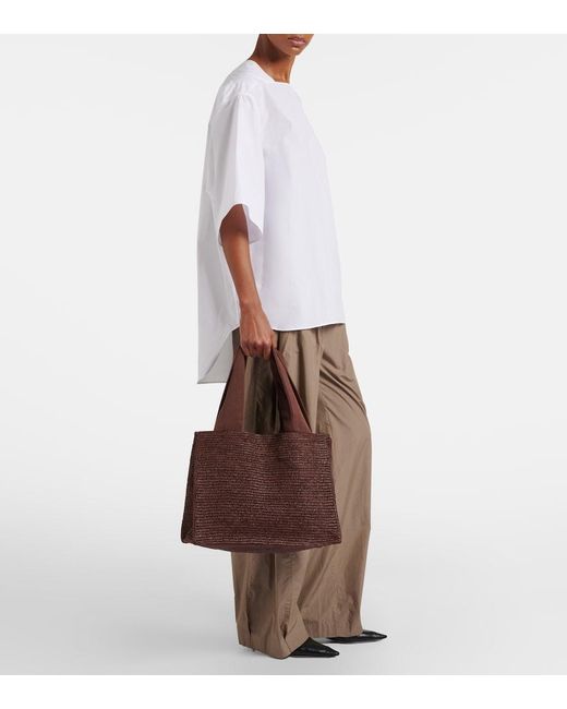The Row Brown Loretta Raffia Tote Bag