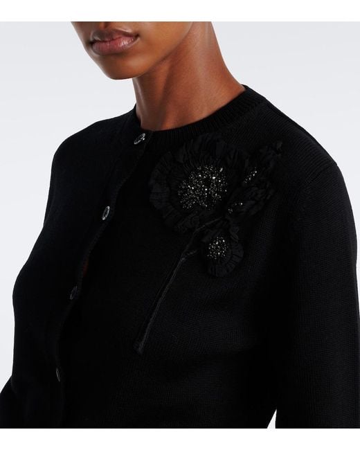 Erdem Black Beaded Wool Cardigan