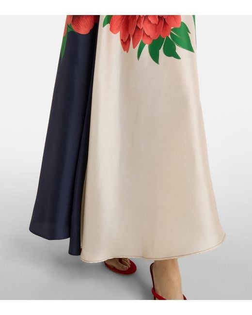 LaDoubleJ Multicolor Magnifico Floral Silk Twill Maxi Dress