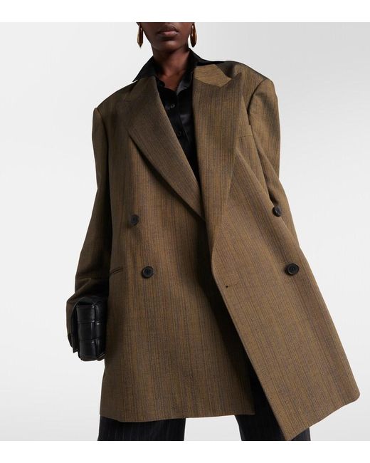 Dries Van Noten Green Double-Breasted Cotton-Blend Blazer