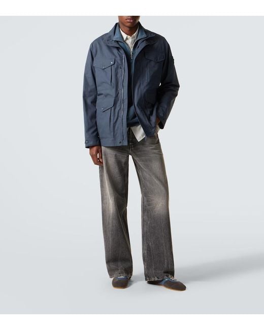 Stone Island Blue Compass Cotton Canvas Field Jacket for men