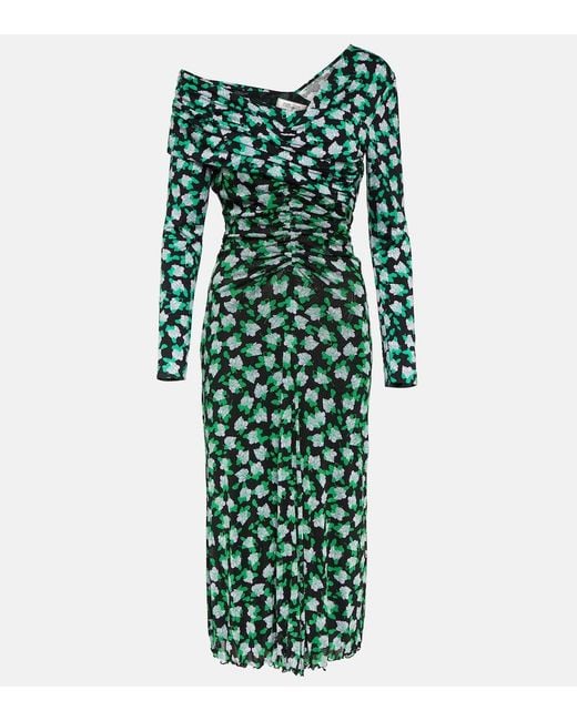 Diane von Furstenberg Green Fabian Polka-Dot Midi Dress
