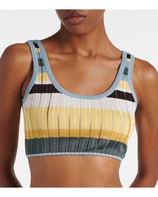 Alaïa Blue Striped Cropped Tank Top