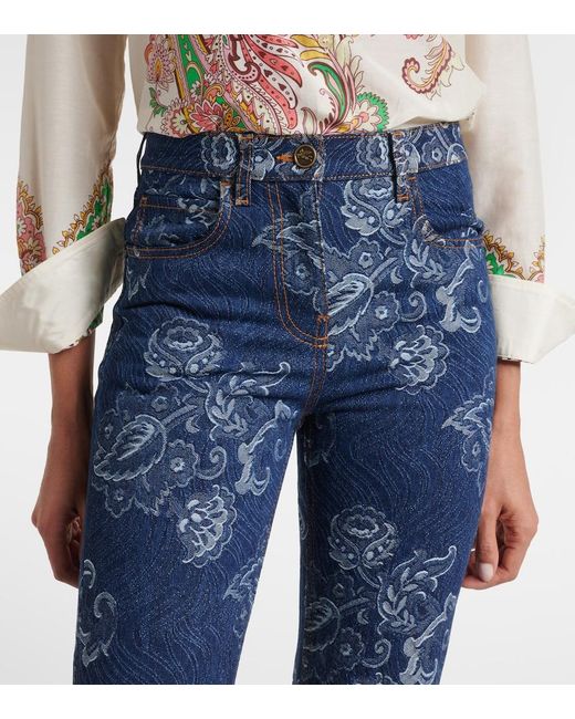 Etro Blue Regular-Fit Jacquard Jeans