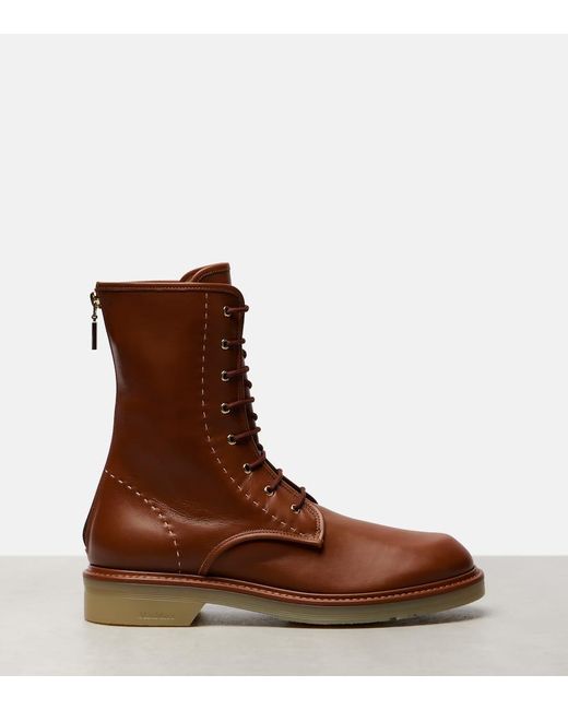 Max Mara Brown Schnuerstiefel Urbancombat Aus Leder