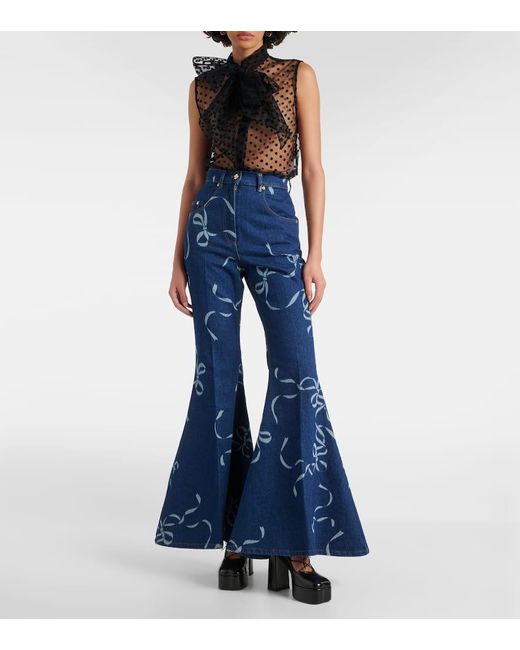 Nina Ricci Blue Printed Flared Jeans