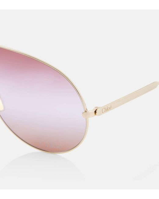 Chloé Aly Shield Sunglasses in Pink | Lyst