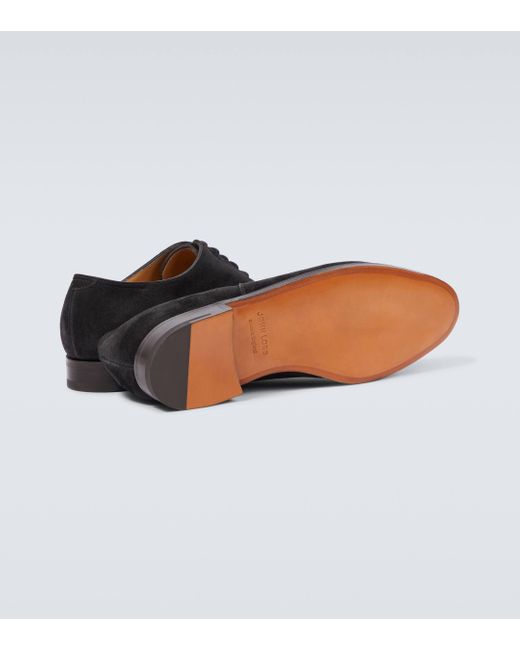 John Lobb Black City Ii Suede Derby Shoes for men