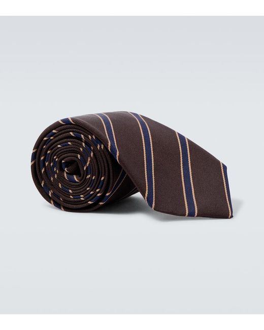 AURALEE Striped Silk Tie in Brown for Men | Lyst