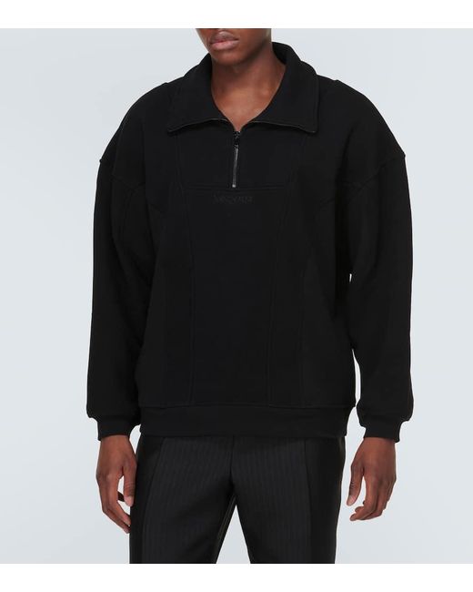 Felpa in cotone con zip di Saint Laurent in Black da Uomo