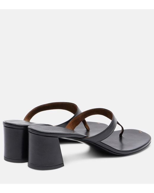 Khaite Gray Archer Leather Thong Sandals