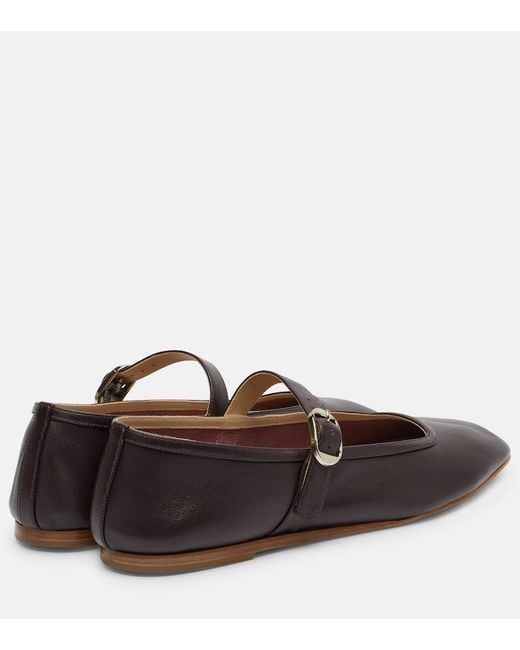 Le Monde Beryl Brown Leather Mary Jane Ballet Flats