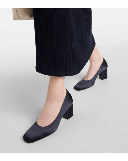 The Row Blue Fiore Satin Pumps