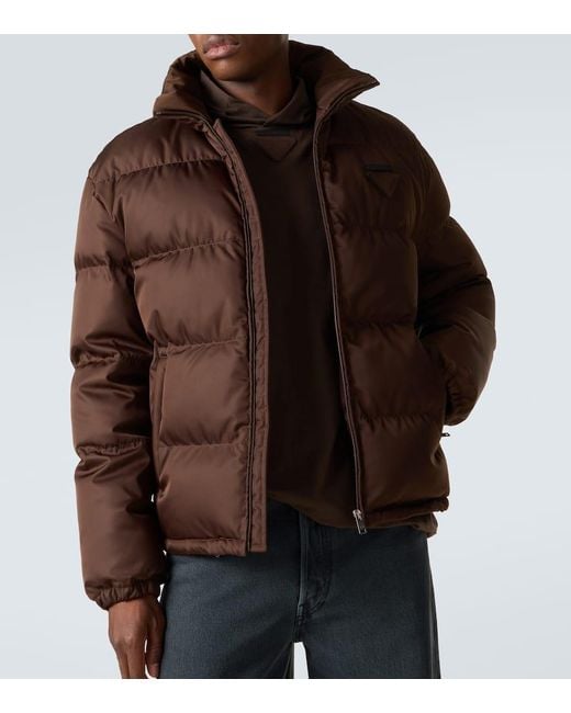 Prada Daunenjacke Aus Re-Nylon in Brown für Herren