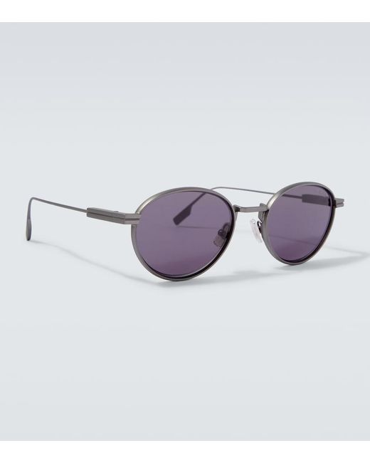 Zegna Purple Round Sunglasses for men
