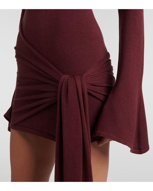AYA MUSE Red Draped Silk-Blend Jersey Minidress
