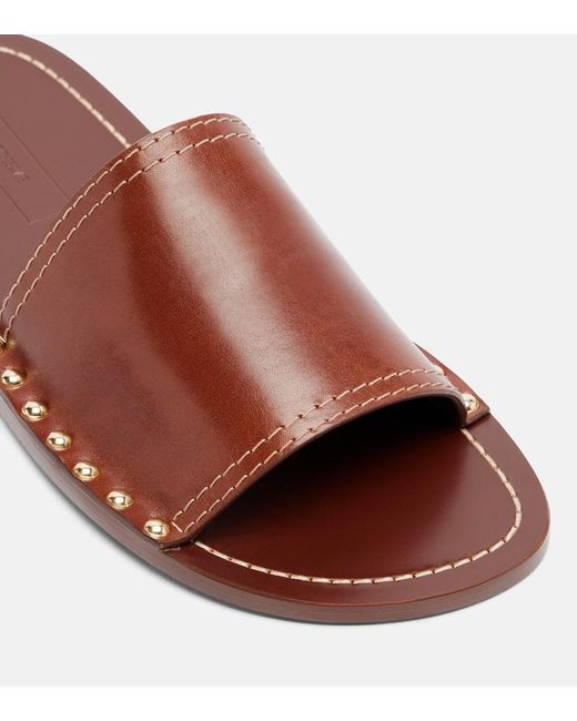 Totême  Brown Studded Leather Slides