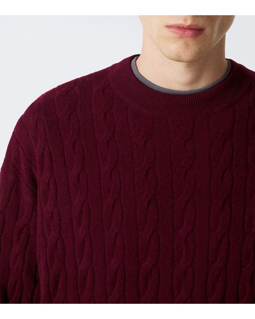 Lisa Yang Red Oskar Cable-Knit Cashmere Sweater for men