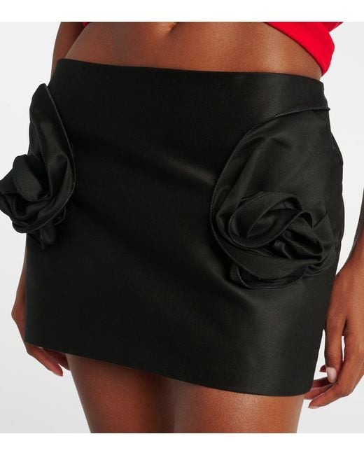 Magda Butrym Black Floral-Applique Cotton Miniskirt