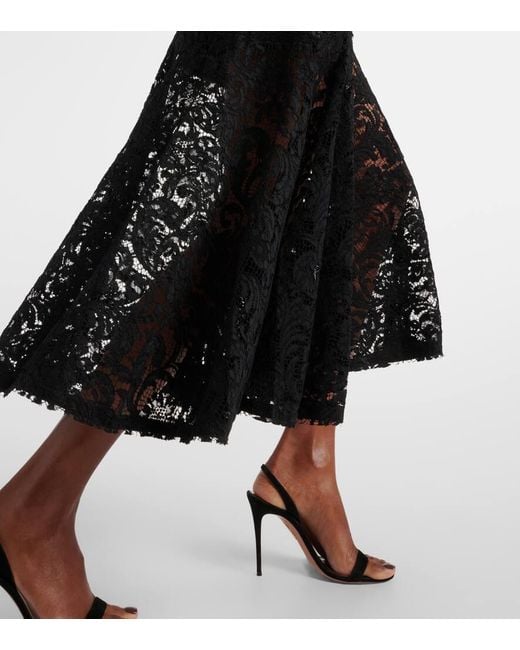 Patou Black Cotton-Blend Lace Maxi Skirt