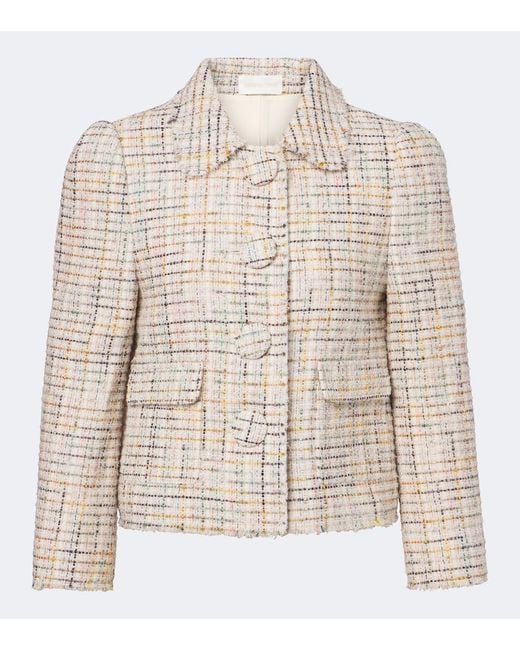 ShuShu/Tong Natural Checked Cotton-Blend Cropped Jacket