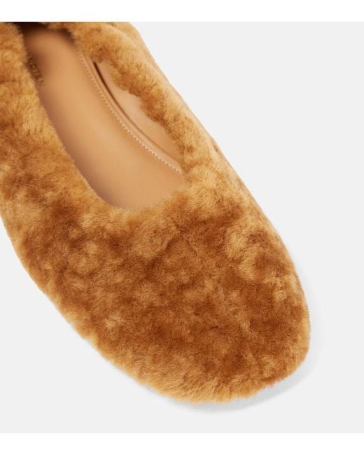 Dries Van Noten Brown Shearling Ballet Flats