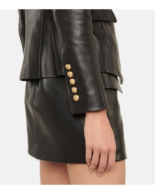 Blazer de piel Balmain de color Black