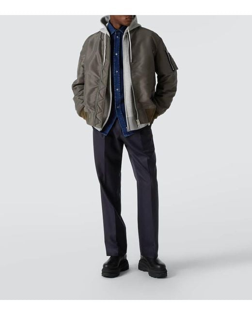 Sudadera Con Capucha De Jersey De Algodon Sacai de hombre de color Gray