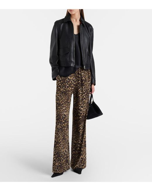 Nili Lotan Brown Adriel Leopard-Print Wide-Leg Pants