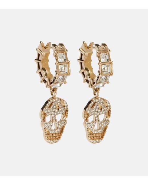 McQueen Metallic Crystal-Embellished Drop Earrings