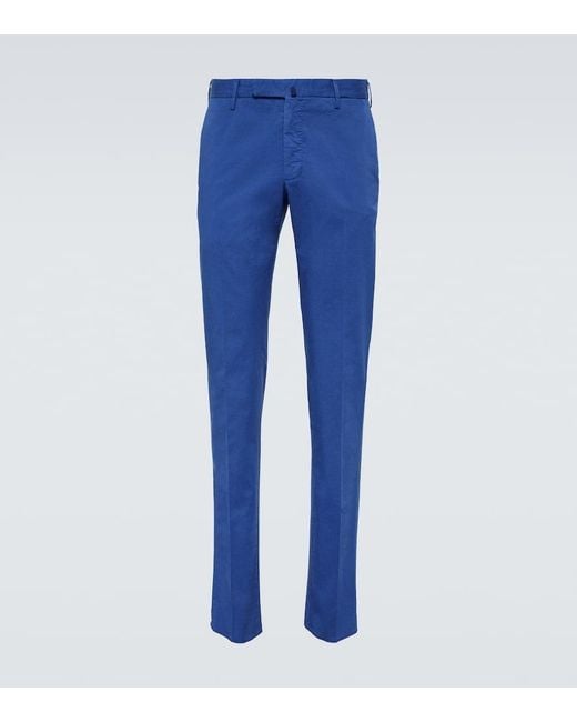 Slowear Blue Cotton-Blend Slim Pants for men