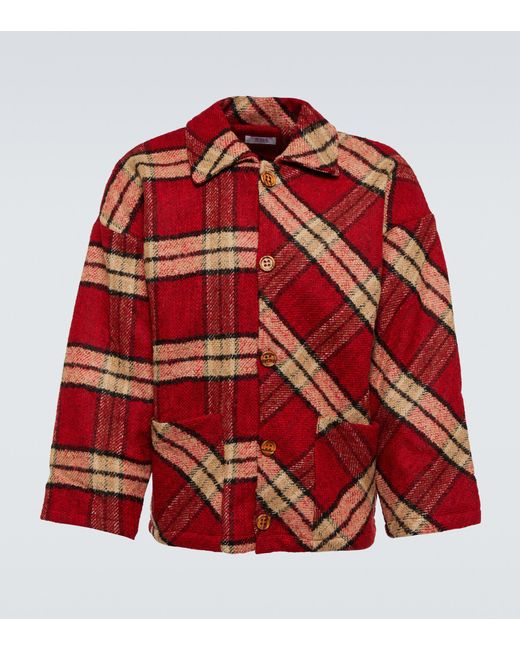 ERL Checked Cotton-blend Jacket in Red for Men | Lyst
