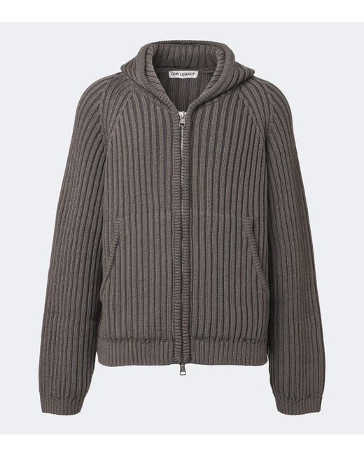 Our Legacy Gray Level Wool Zip-Up Hoodie for men