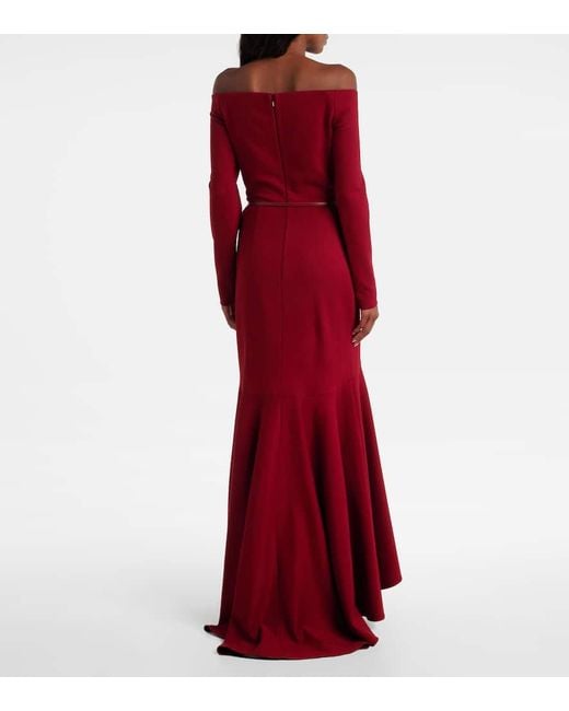 Elie Saab Red Off-Shoulder-Robe Aus Jersey