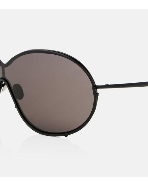 Alaïa Brown Lettering Logo Oversized Sunglasses