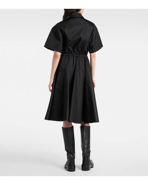 Prada Black Midikleid Mit Triangel-Logo