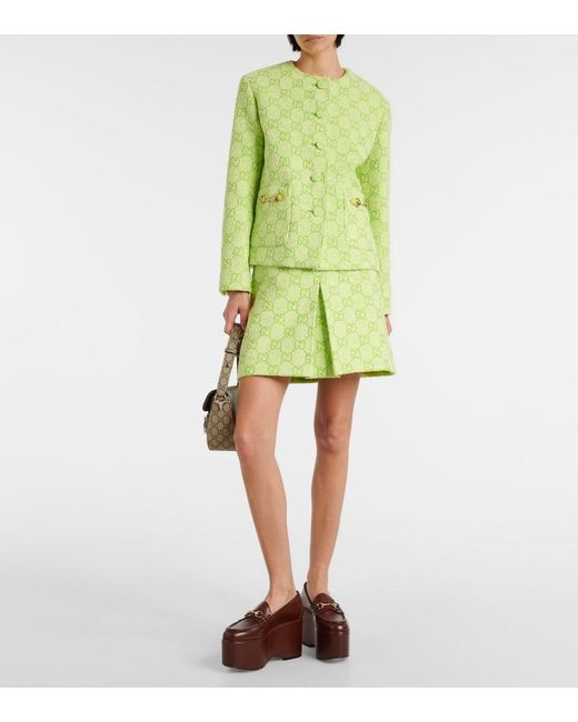 Minifalda de boucle con GG Gucci de color Green
