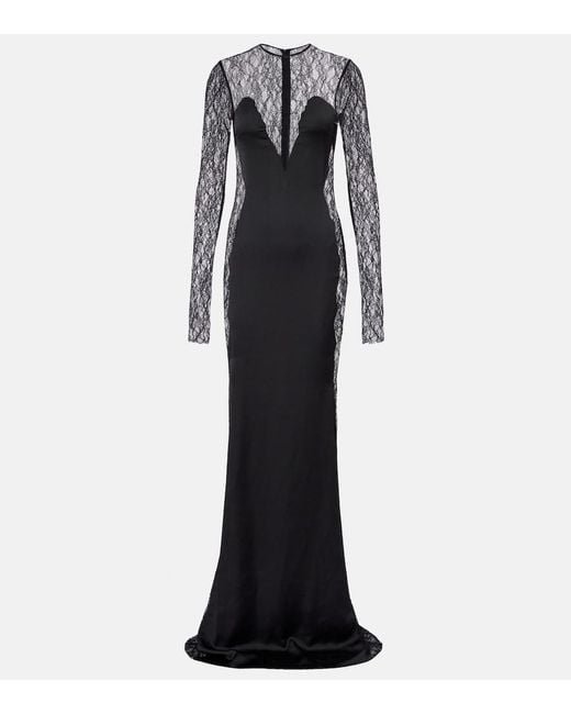 The New Arrivals Ilkyaz Ozel Black Silk Lace Gown