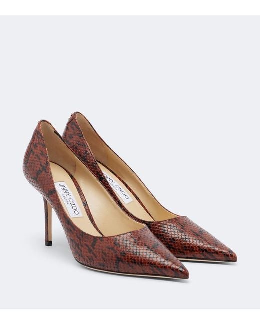 Jimmy Choo Brown Love Snake-Effect Leather Pumps