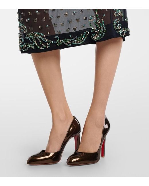 Christian Louboutin Brown Fannylove 100 Metallic Leather Pumps